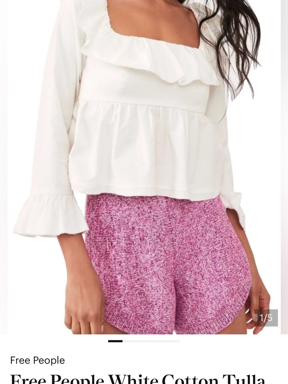 Free People White Cotton Tulls Blouse